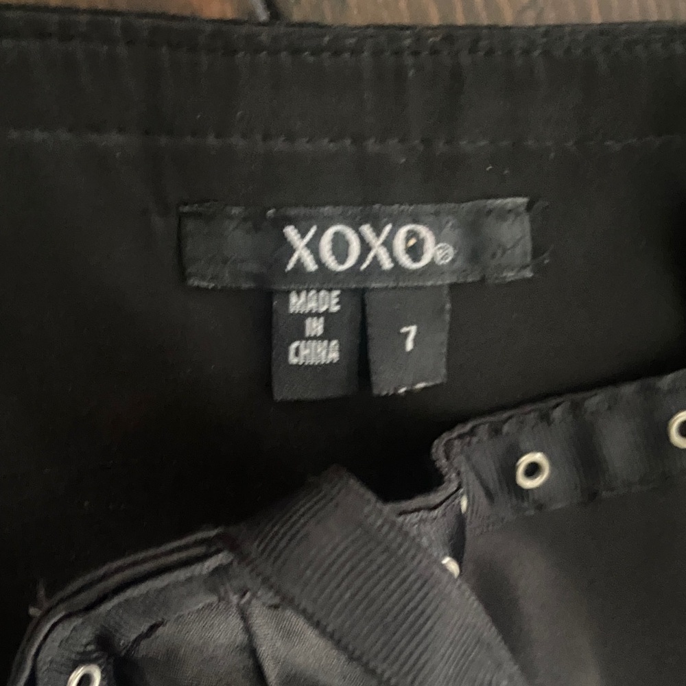 XOXO Black Studded gothic Mini Dress size-7 - Picture 7 of 8